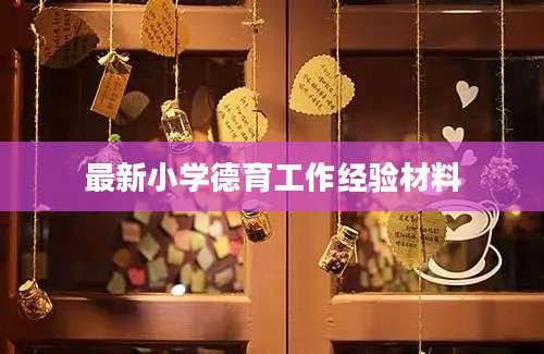 最新小学德育工作经验材料