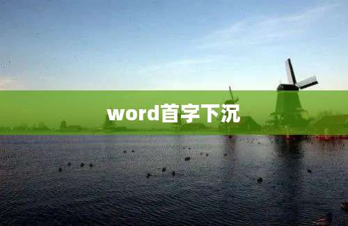 word首字下沉