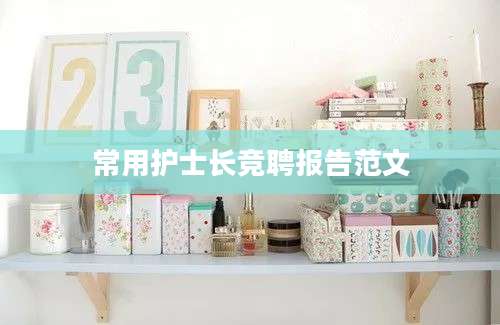 常用护士长竞聘报告范文