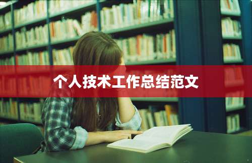 个人技术工作总结范文