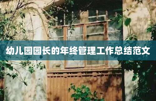幼儿园园长的年终管理工作总结范文