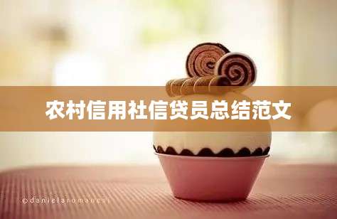 农村信用社信贷员总结范文