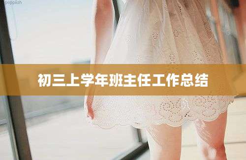 初三上学年班主任工作总结