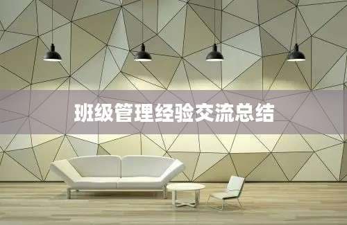 班级管理经验交流总结