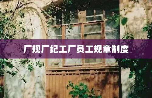 厂规厂纪工厂员工规章制度