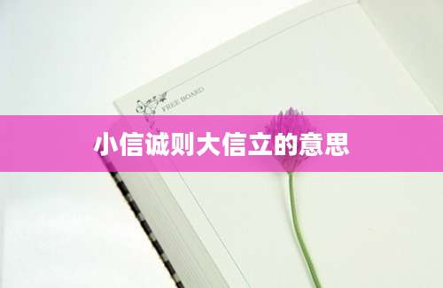 小信诚则大信立的意思
