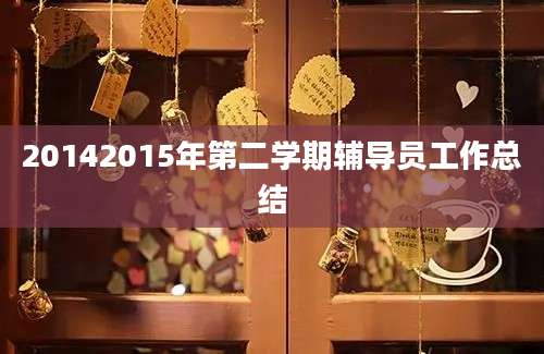20142015年第二学期辅导员工作总结