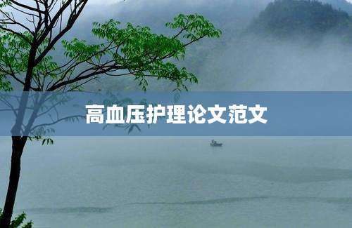高血压护理论文范文