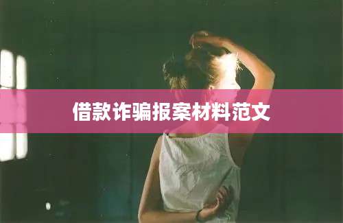 借款诈骗报案材料范文