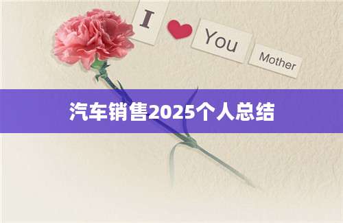 汽车销售2025个人总结
